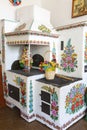 Painted old bake decorated with a hand painted colorful flowers, Zalipie, Poland