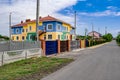 New colorful building of a kindergarten in Zaliznyi port Kherson region. Colorful two-