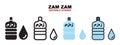 Zam-zam bottle water icon set with different styles