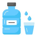 Zam zam water gallon with glass vector design, editable style