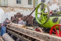 ZAMBERK, CZECHIA - SEPTEMBER 15, 2018: Portable steam engine powering the saw mill in the Old Machines and Technologies Royalty Free Stock Photo