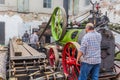 ZAMBERK, CZECHIA - SEPTEMBER 15, 2018: Portable steam engine powering the saw mill in the Old Machines and Technologies Royalty Free Stock Photo