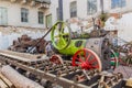 ZAMBERK, CZECHIA - SEPTEMBER 15, 2018: Portable steam engine powering the saw mill in the Old Machines and Technologies Royalty Free Stock Photo