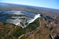 Aerial view of Zambezi river and Victoria Falls. Zimbabwe Royalty Free Stock Photo