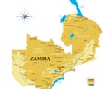 Zambia highly detailed physical map Royalty Free Stock Photo