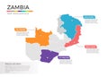 Zambia map infographics vector template with regions and pointer marks Royalty Free Stock Photo