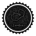 Zambia Map Label with Retro Vintage Styled Design.