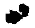 Zambia Map. Zambian Country Map. Black and White National Nation Geography Outline Border Boundary Territory Shape Vector Illustra