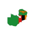 Zambia national flag in a shape of country map