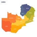 Zambia political map of administrative divisions Royalty Free Stock Photo