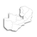 Zambia political map of administrative divisions Royalty Free Stock Photo