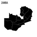 Zambia political map of administrative divisions Royalty Free Stock Photo