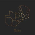 Zambia region map: golden gradient outline