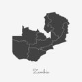 Zambia region map: grey outline on white.