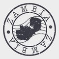 Zambia Stamp Postal. Map Silhouette Seal. Passport Round Design. Vector Icon. Design Retro Travel.