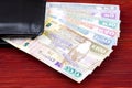 Zambian Kwacha in the black wallet Royalty Free Stock Photo