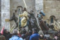 Jesus Christ riding on a donkey on palm sunday easter week. Typical of Easter, Holy Week in Spain. Holy Week in Zamora, Spain.