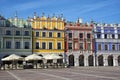 Old colorful buildings. Historical Great Market Square in Zamosc