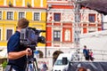 Zamosc Poland, July 2019, cameraman filming an event