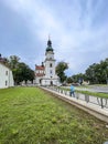 Zamosc, Poland, September 3, 2023: Bell tower and Cathedral of the Resurrection of the Lord and Saint. Thomas the Apostle Royalty Free Stock Photo