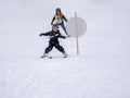 Zams, Austria - 22 Februar 2015: Children in ski school. Ski resort. Children learn to ski