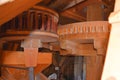 Zand, Netherlands. May 2023. The gearbox of an original Dutch mill.