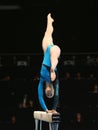 Zane Petrova of Latvia competes on the balance beam Royalty Free Stock Photo