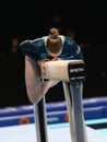 Zane Petrova of Latvia competes on the balance beam Royalty Free Stock Photo