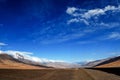 Zanskar-padum valley landscape view with snowy Himalaya mountains covered with snow and fog