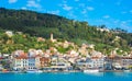 Zante town panorama from the sea. Sunny summer day on the island