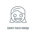 Zany face emoji vector line icon, linear concept, outline sign, symbol Royalty Free Stock Photo