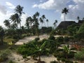 Zanzibar beach resort paradise island garden and ocean view Royalty Free Stock Photo