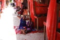 Zanzibar beach Maasai women sitting on the sand