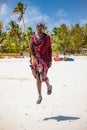 Zanzibar beach, Tanzania, Masai jump