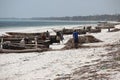 Zanzibar island local fishermen on the beach