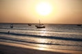 Zanzibar island traditional boat in the ocean at sunset Royalty Free Stock Photo