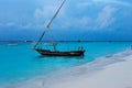 Zanzibar island traditional boat in the ocean at sunset Royalty Free Stock Photo