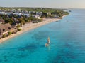 Zanzibar Nungwi beach sunset aerial top view