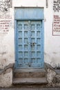 Zanzibar old blue door in Stone town Royalty Free Stock Photo