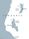 Zanzibar and Pemba Tanzania political map Royalty Free Stock Photo