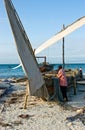 Zanzibar,repair wooden boat