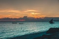 The Zanzibar sunset over sea