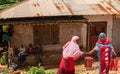 Zanzibar, Tanzania - JANUARY 2020: Black African People in their Usual Lifestyle on Streets of Zanzibar Village