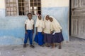 African girls and boys in a local school in island Zanzibar, Tanzania, East Africa Royalty Free Stock Photo