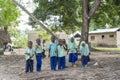 African girls and boys near local school after class, Zanzibar, Tanzania, Africa Royalty Free Stock Photo