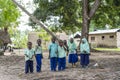 African girls and boys near local school after class, Zanzibar, Tanzania, Africa Royalty Free Stock Photo