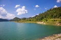 Zaovine lake on Tara national park in Serbia, Europe. Beautiful landscape with cloudy sky