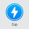 Zap Blockchain Cryptocurrency. Vector ZAP Sign Icon.