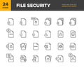 File security vector line icon set