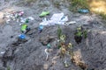 Zapopan, Jalisco Mexico. January 1, 2023. Accumulation of garbage on sand